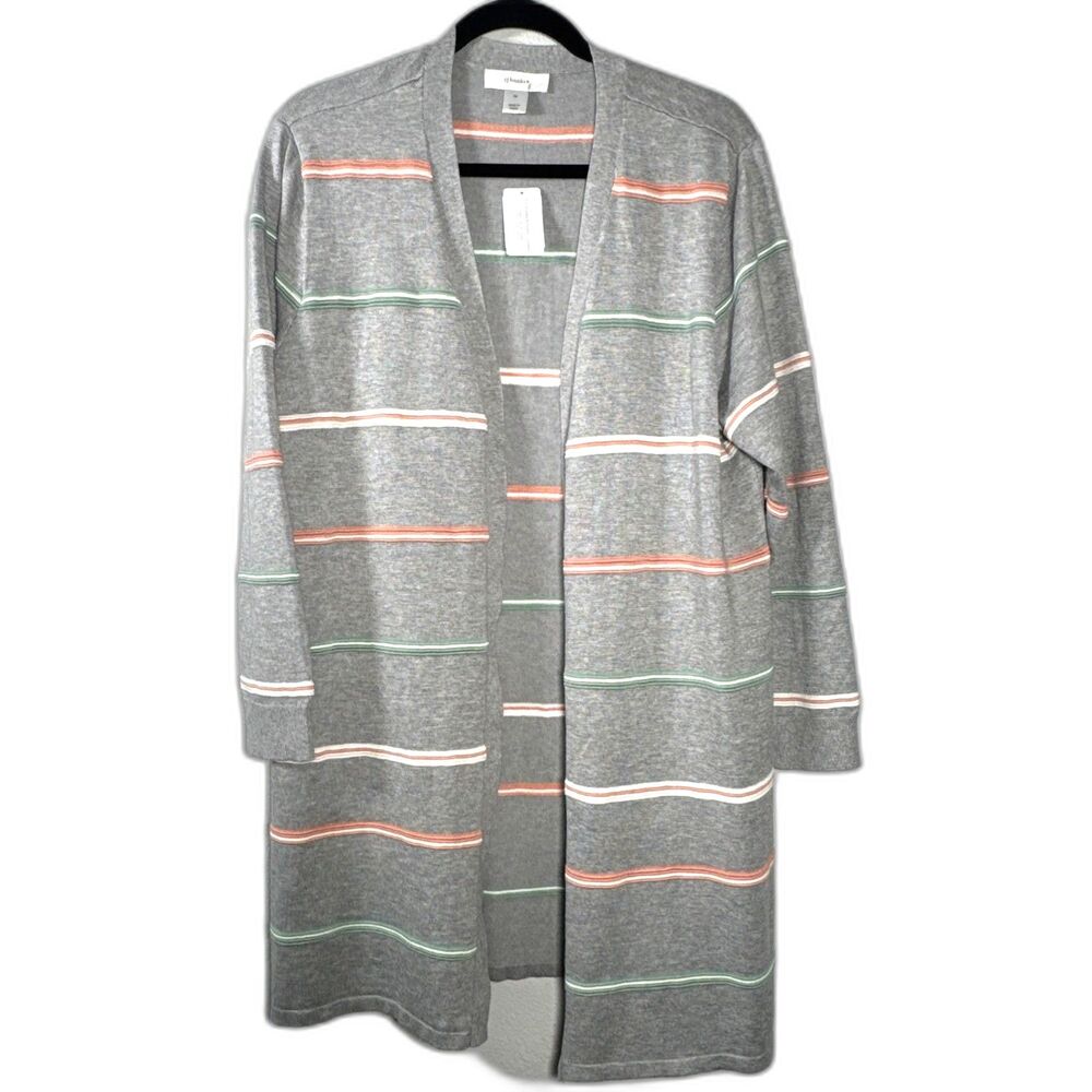 CJ Banks Long Cardigan 1X NWT Striped Duster Boho Plus Size